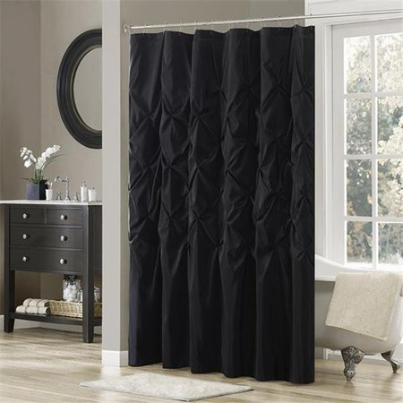 MADISON PARK Madison Park MP70-3272 Laurel Shower Curtain - Black MP70-3272